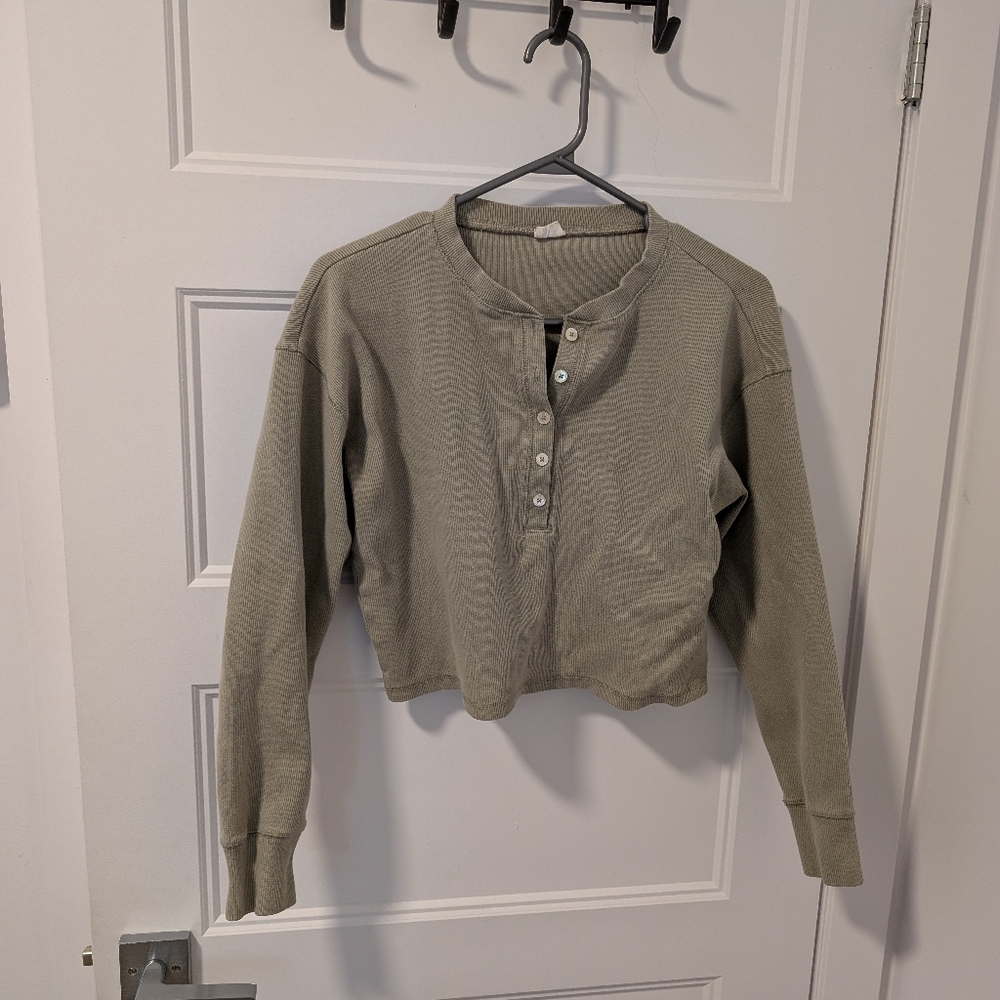 Aritzia/Wilfred Free Mavis Ribbed Shirt Sz S - Picture 2 of 5
